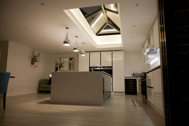 Skylight Kitchen at night